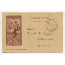 ARGENTINA ENTERO POSTAL GJ TAR-43-E TARJETA POSTAL CON ILUSTRACION AL DORSO USADO U$ 10